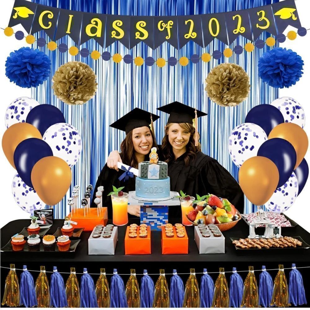 Party Decorations 2023, Blue and Gold Graduation  Class of 2023 Party Supplies